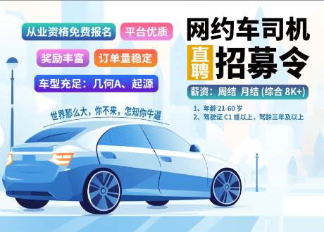 源文件下载【享设计】搜索编号：66970036387951579【网约车招聘海报】