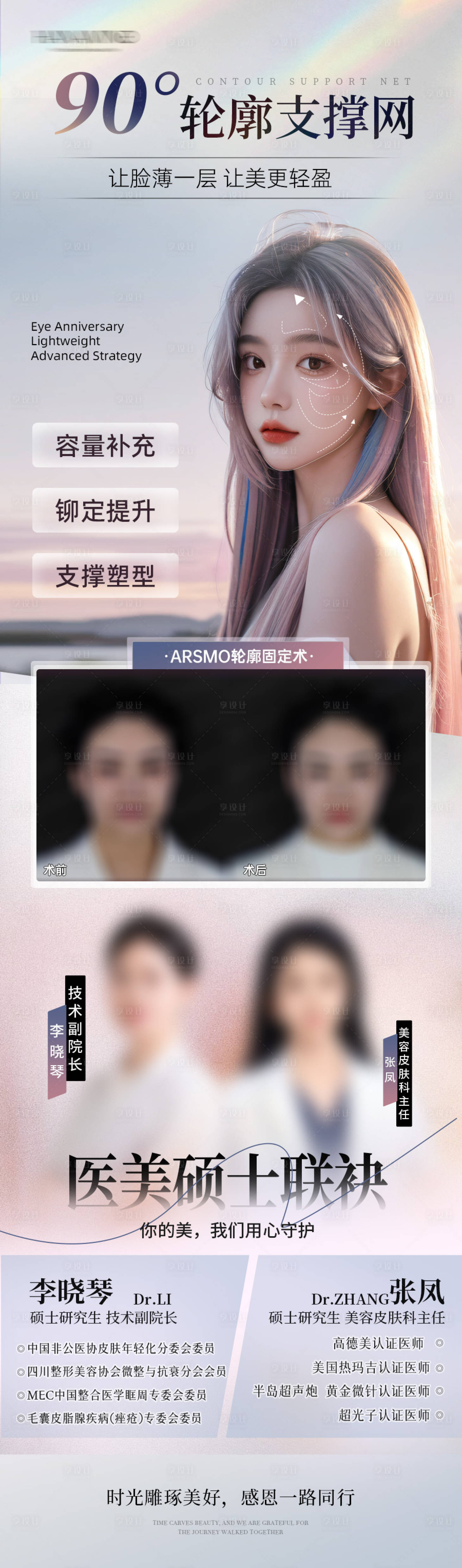 源文件下载【享设计】搜索编号：80600036468317319【医美90度轮廓抗衰医生联合案例海报】