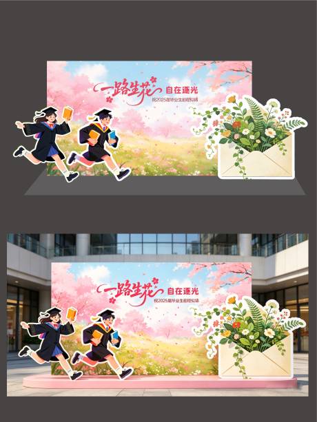 源文件下载【享设计】搜索编号：82050036494341797【毕业季学校校园背景美陈打卡】