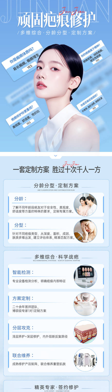 源文件下载【享设计】搜索编号：50210036443659693【医院医美蓝色详情页长图】