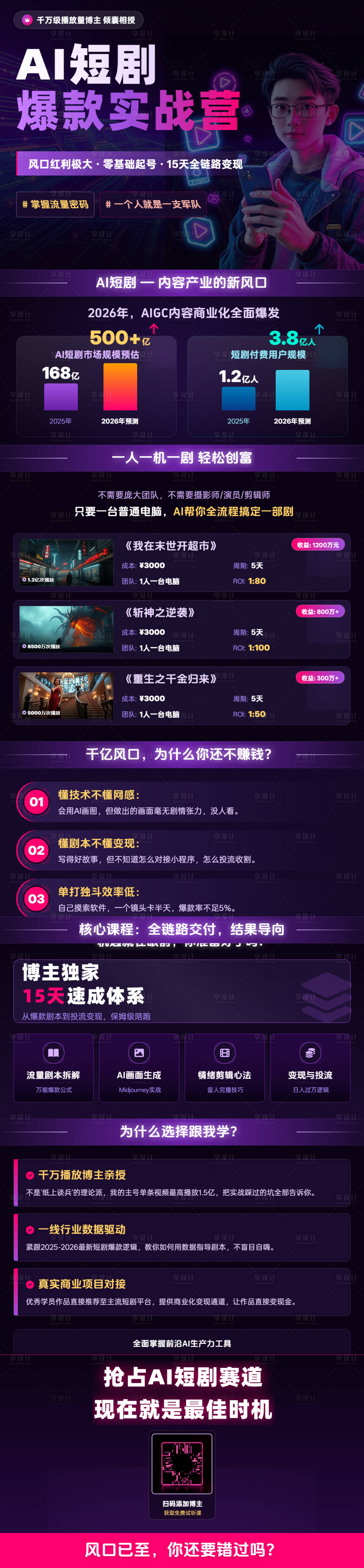 源文件下载【享设计】搜索编号：39400036371495390【AI短剧博主个人IP朋友圈宣传长图海】
