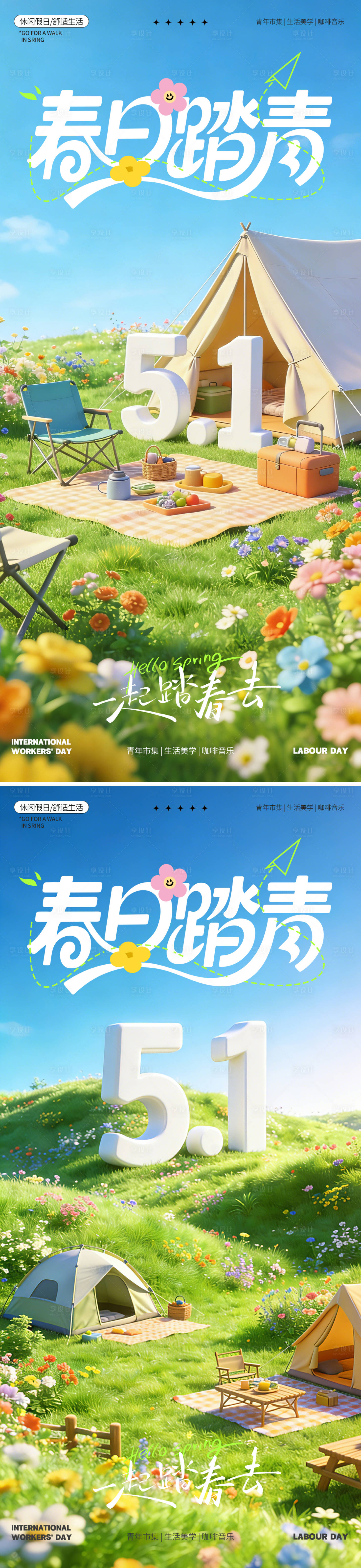 源文件下载【享设计】搜索编号：67080036296688596【五一踏青出游系列海报】