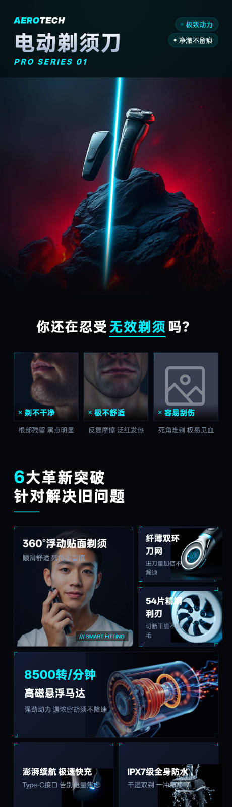 源文件下载【享设计】搜索编号：64110036284932480【硬核科技剃须刀长图】