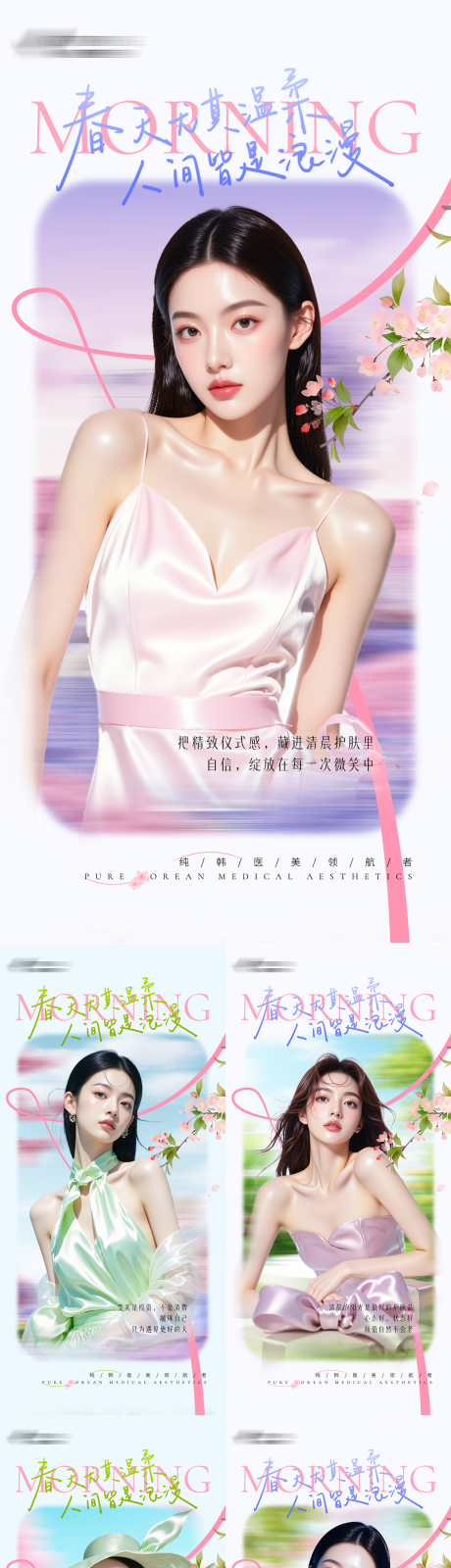 源文件下载【享设计】搜索编号：21440036354843328【医美春日系列早安系列海报】