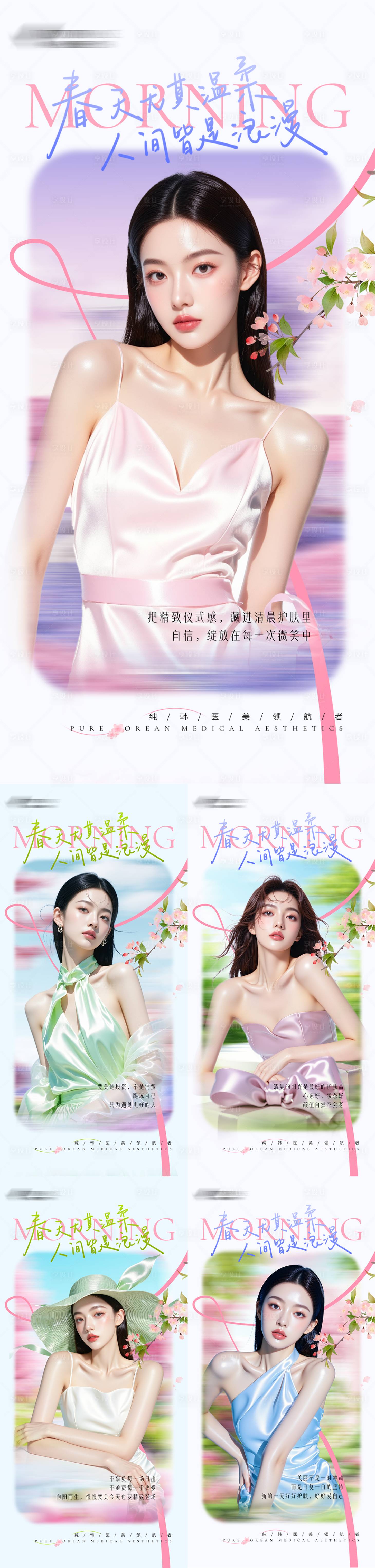 源文件下载【享设计】搜索编号：21440036354843328【医美春日系列早安系列海报】