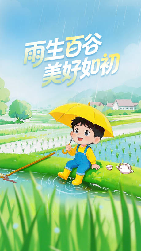 源文件下载【享设计】搜索编号：91270036442291356【谷雨节气插画】