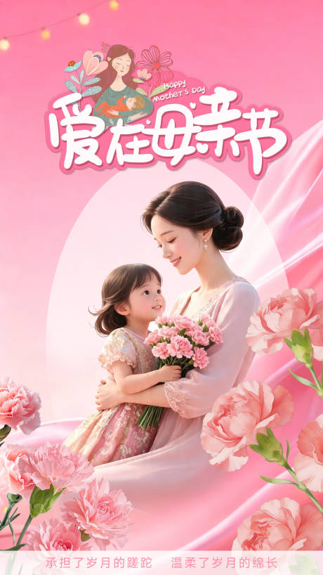 源文件下载【享设计】搜索编号：18430036496817217【母亲节康乃馨海报】