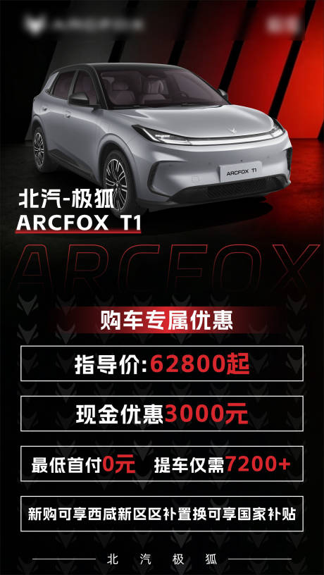 源文件下载【享设计】搜索编号：55310036447511165【极狐汽车T1黑红海报】
