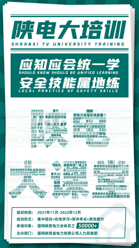 源文件下载【享设计】搜索编号：54790036226013063【陕电大培训应知应会安全技能培训宣传海】