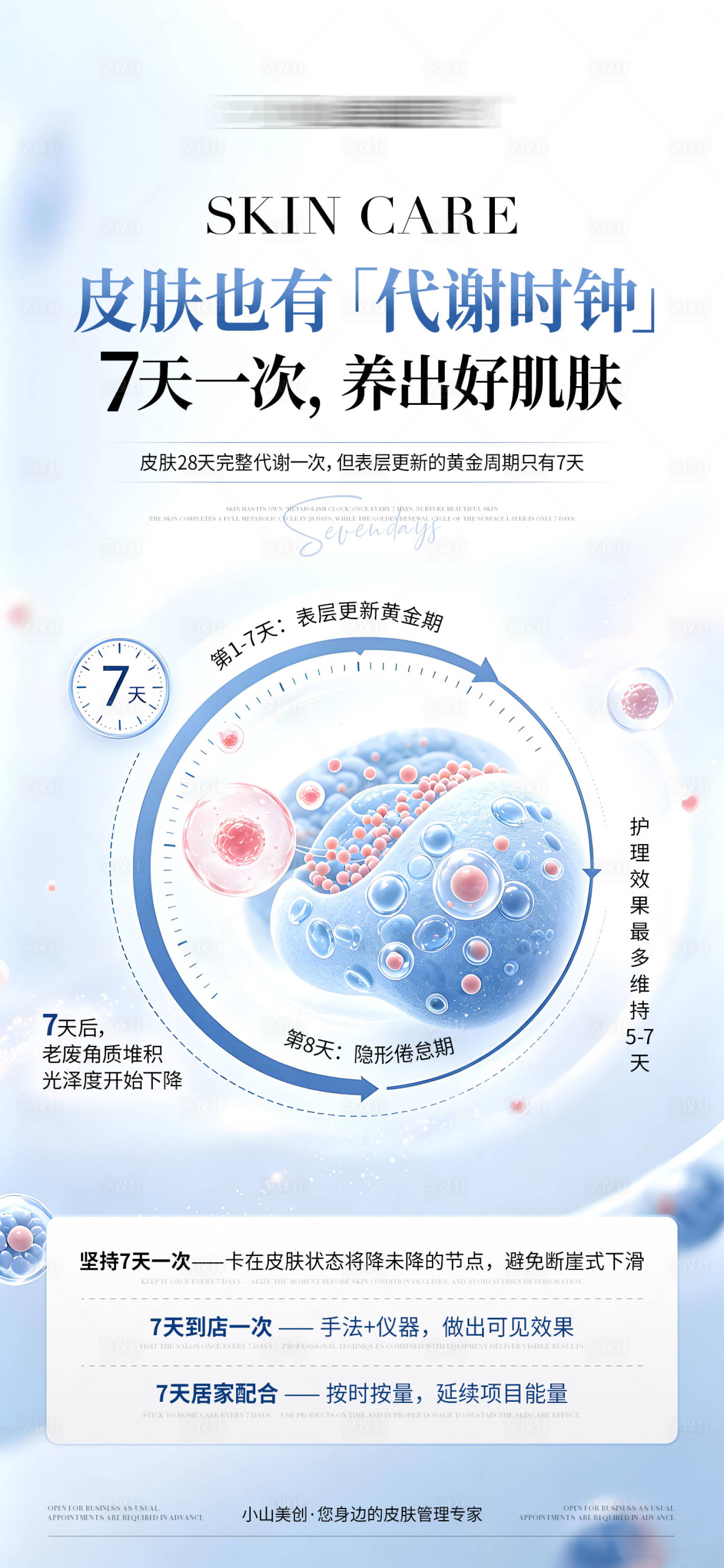源文件下载【享设计】搜索编号：59290036822016775【医美美业7天科学护肤科普海报】