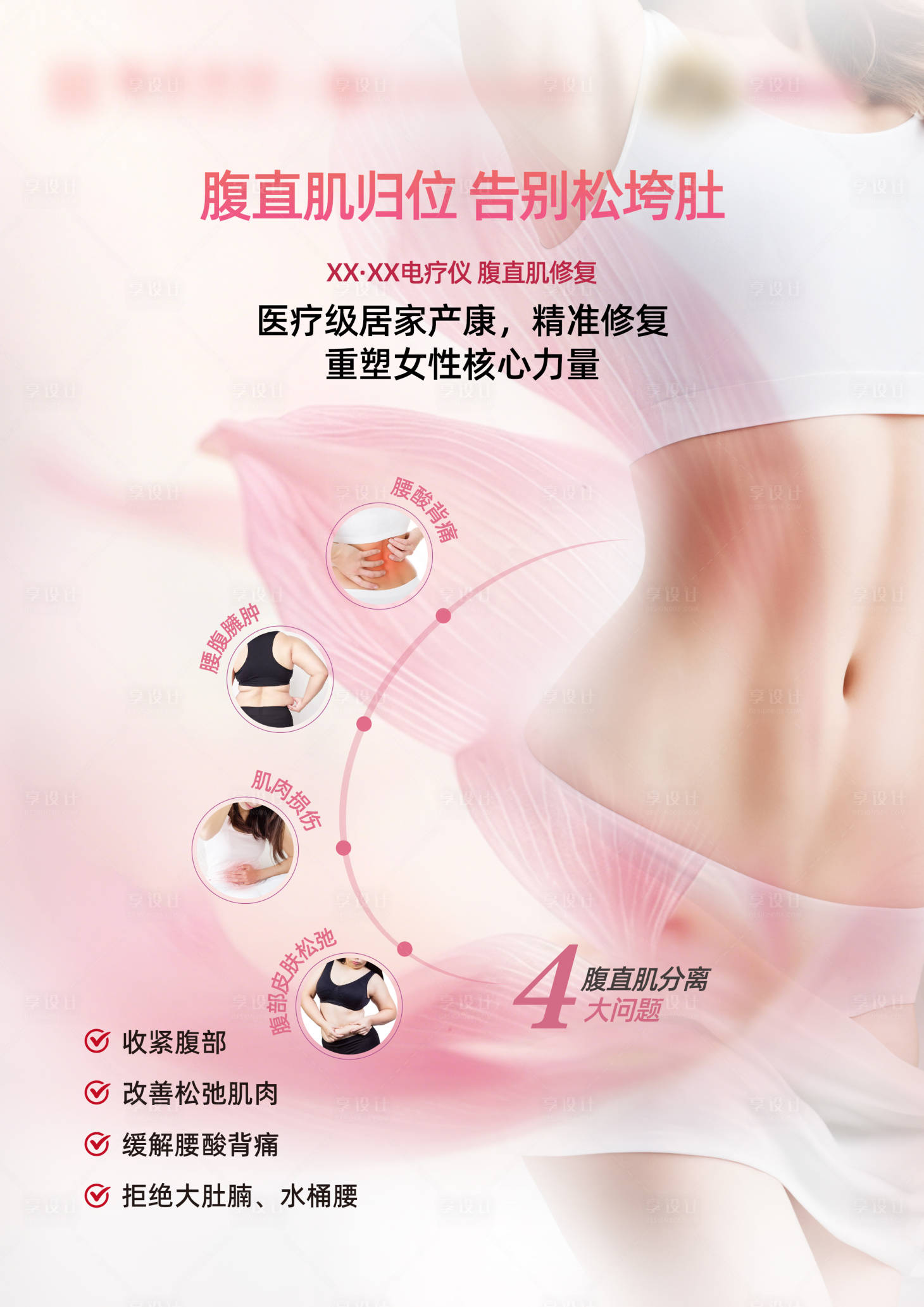 源文件下载【享设计】搜索编号：58460036692384070【腹直肌修复海报】