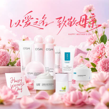 源文件下载【享设计】搜索编号：28350036803539316【母亲节护肤品海报】