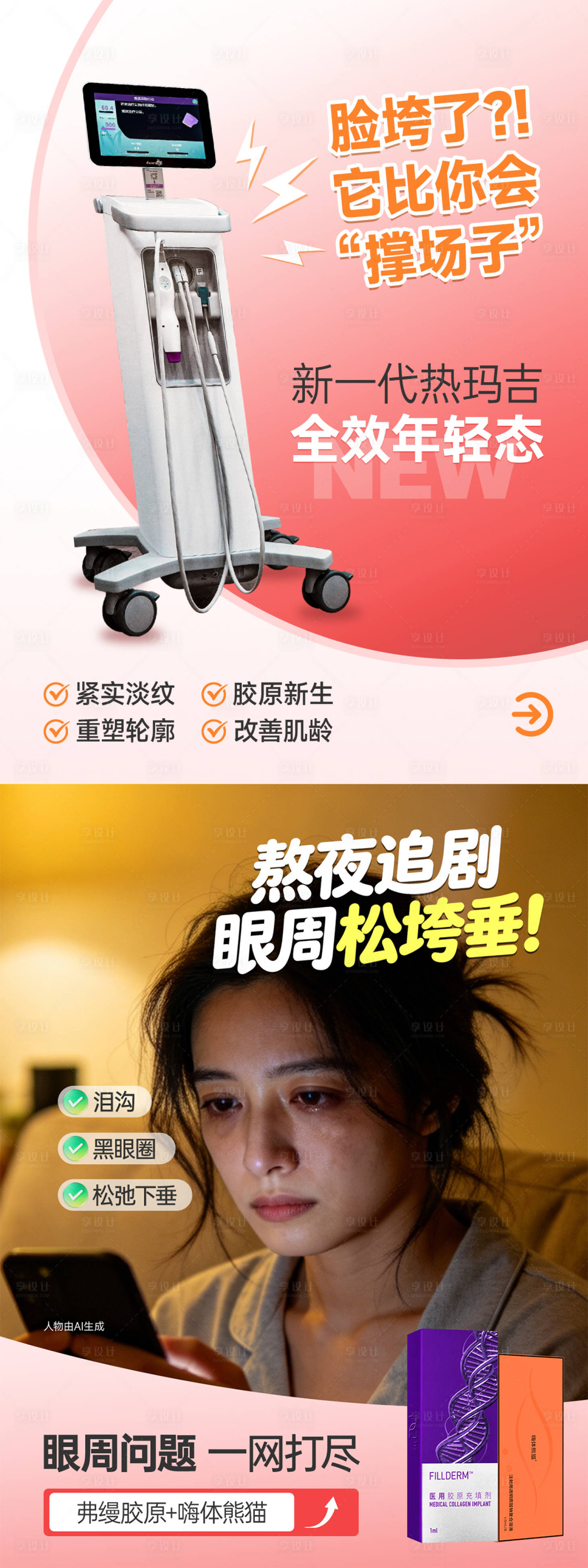 源文件下载【享设计】搜索编号：58540036840347666【医美小红书抗衰海报套图】