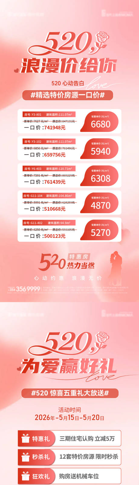 源文件下载【享设计】搜索编号：94240036752297976【520情人节特价房五重礼活动海报】