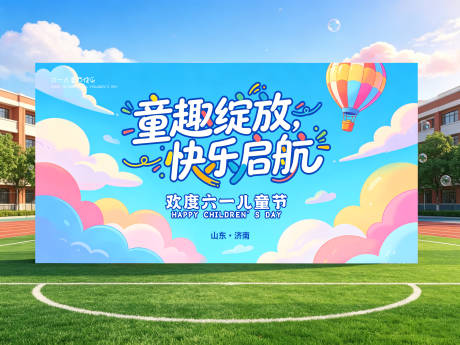 源文件下载【享设计】搜索编号：26410037027605261【童趣绽放儿童节活动背景板】