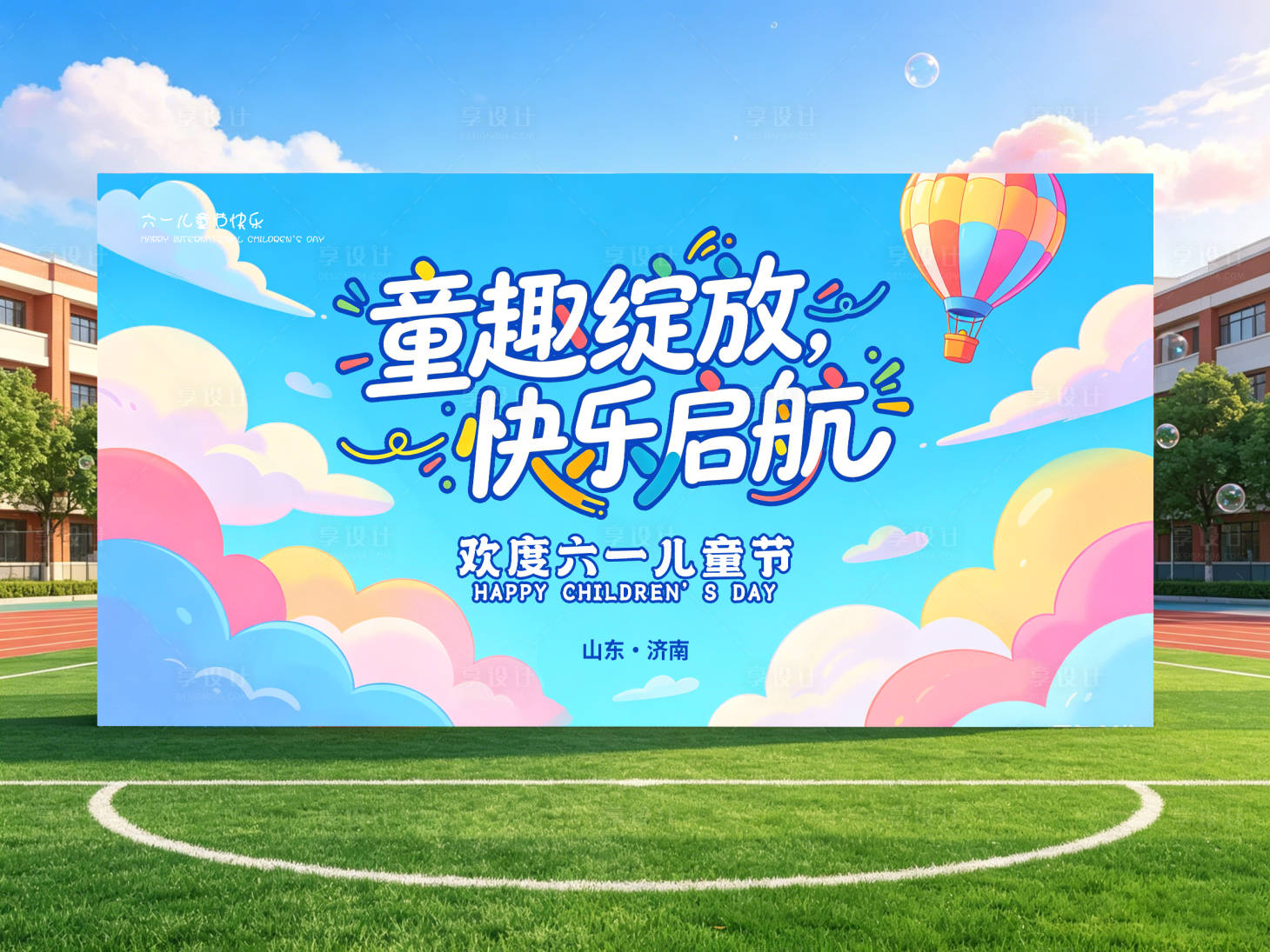 源文件下载【享设计】搜索编号：26410037027605261【童趣绽放儿童节活动背景板】
