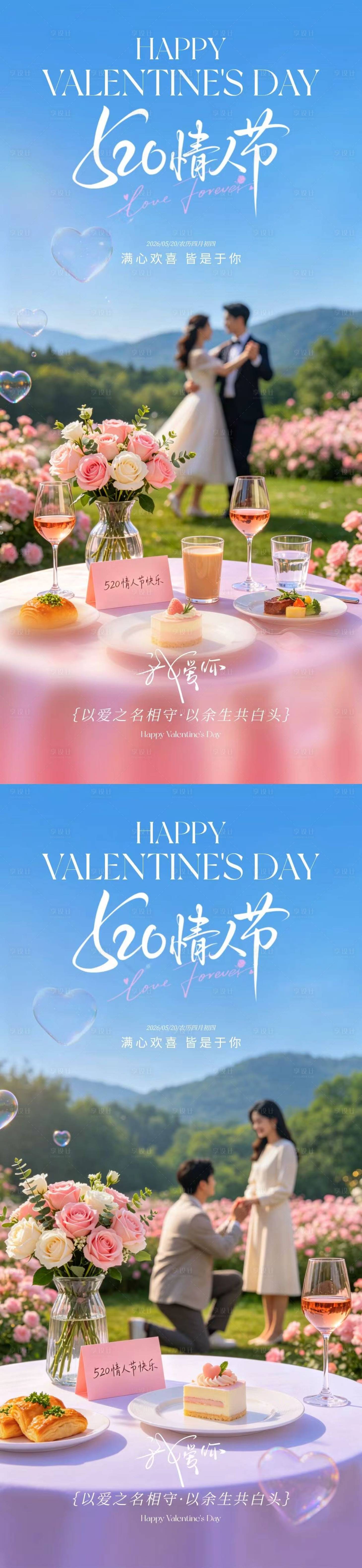 源文件下载【享设计】搜索编号：42800036820922477【情人节520情侣餐饮海报】