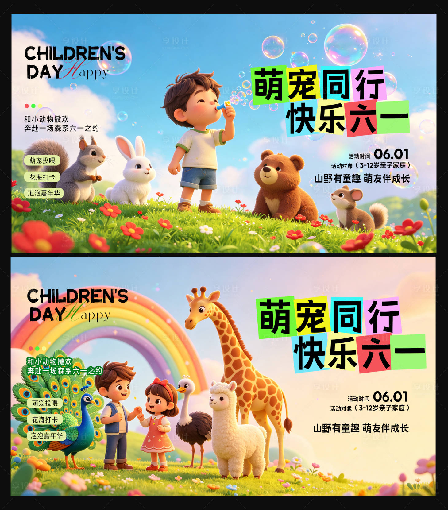 源文件下载【享设计】搜索编号：85050036830989869【儿童节动物园主题海报】