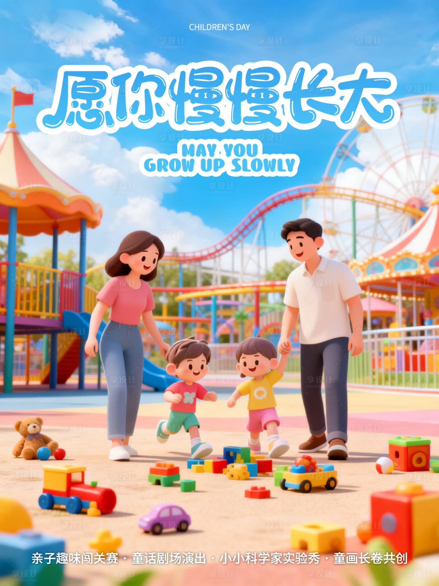 源文件下载【享设计】搜索编号：43330036958533772【六一儿童节游乐园亲子活动】