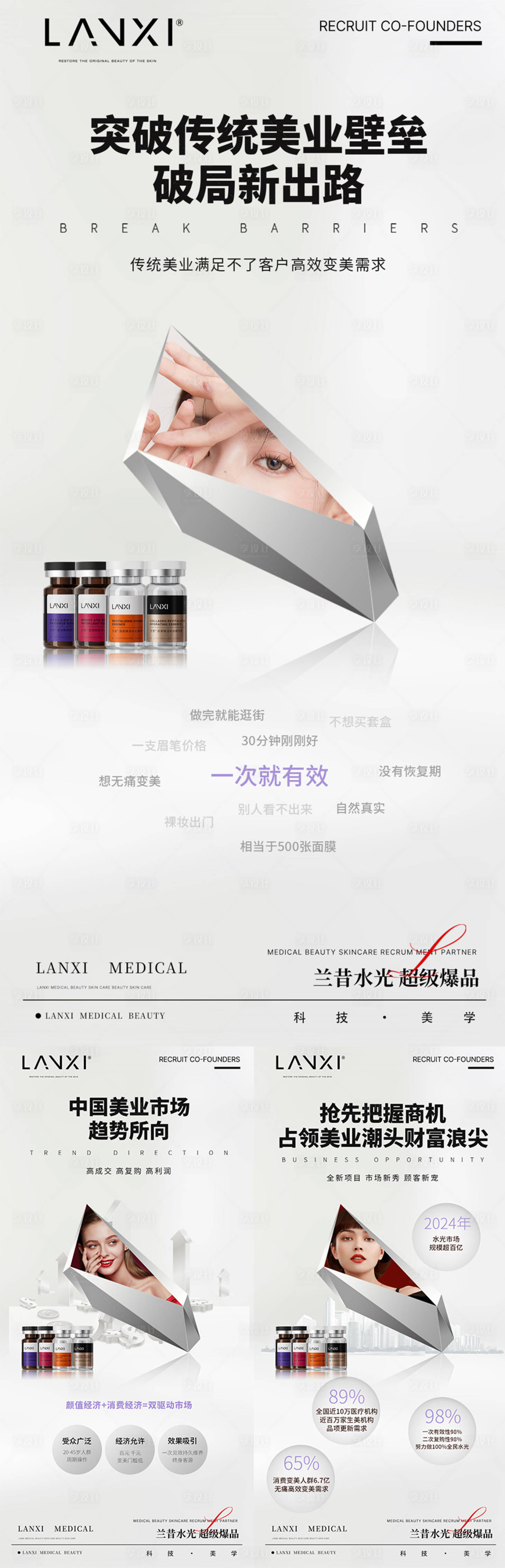源文件下载【享设计】搜索编号：46520036669585018【医美水光项目招商造势海报】