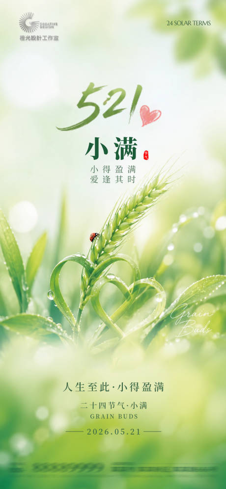 源文件下载【享设计】搜索编号：60390036831647189【521小满节气宣传海报】