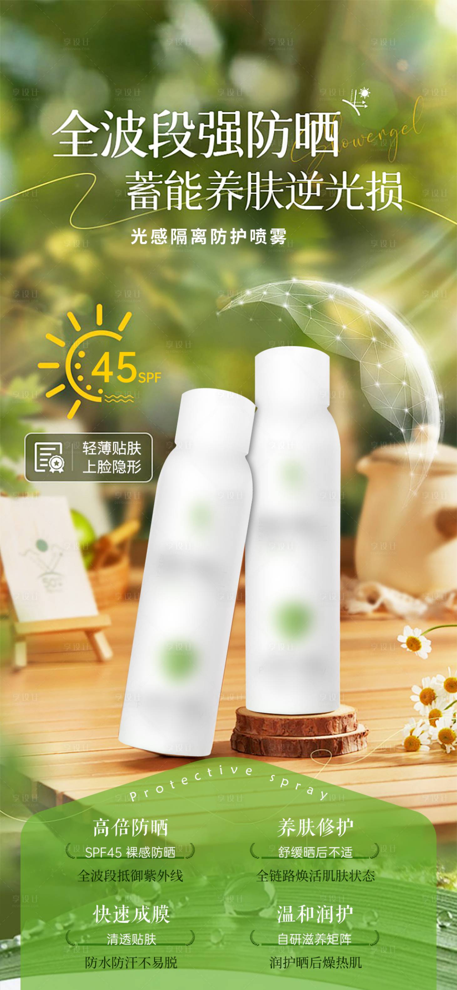 源文件下载【享设计】搜索编号：18370036714438770【春季夏季秋季冬季出行防护防晒喷雾】