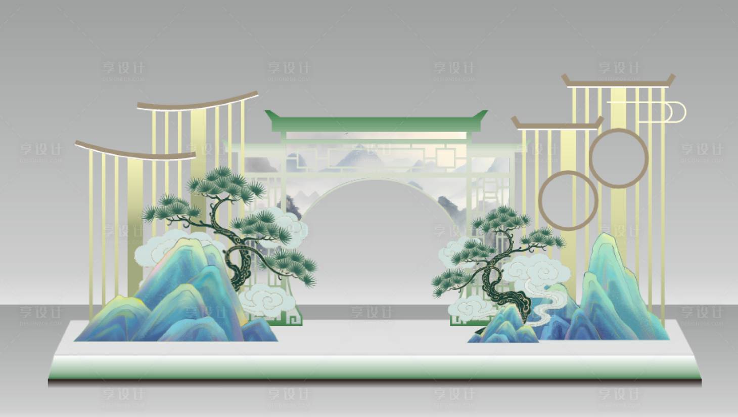 源文件下载【享设计】搜索编号：28300036654595544【国风美陈装饰打卡】