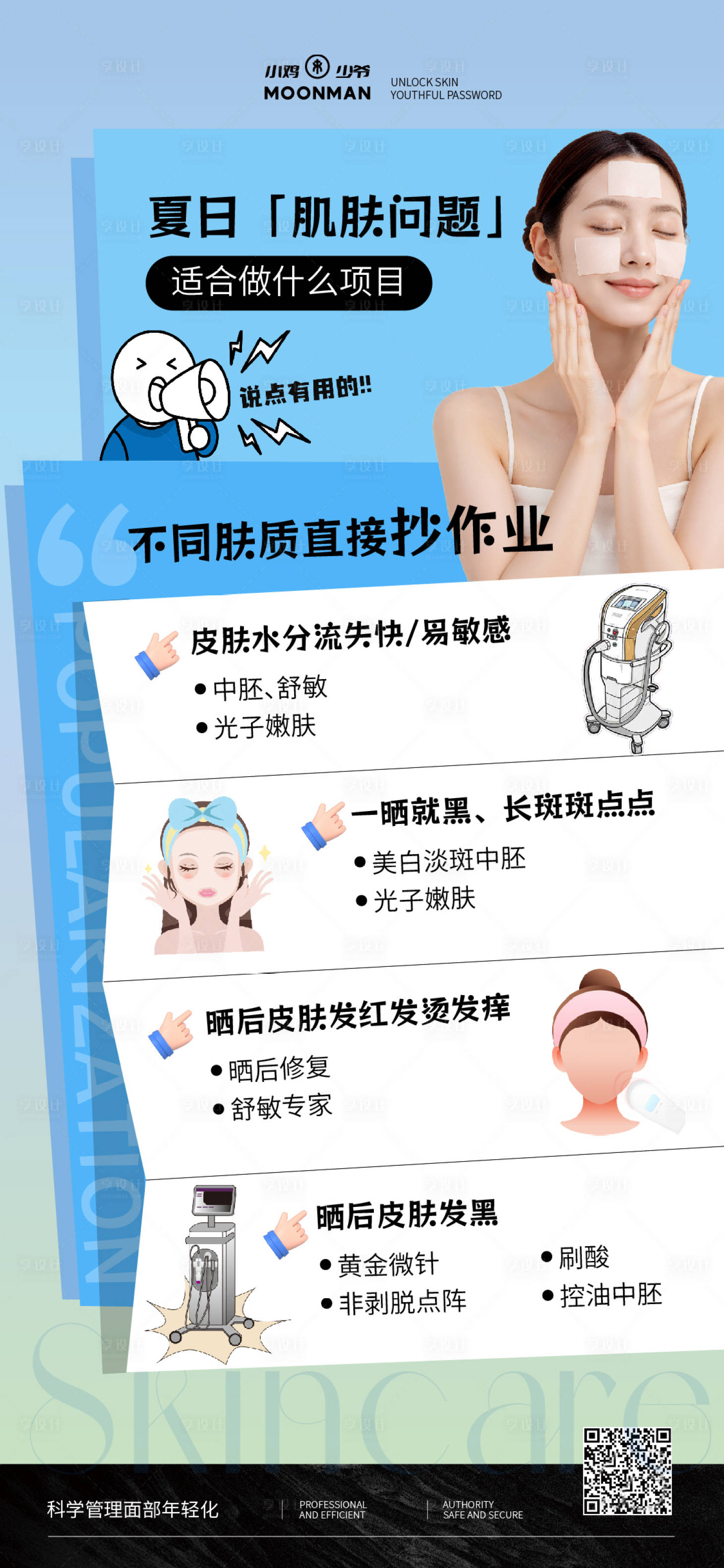 源文件下载【享设计】搜索编号：86530036882651094【夏日肌肤问题科普海报】