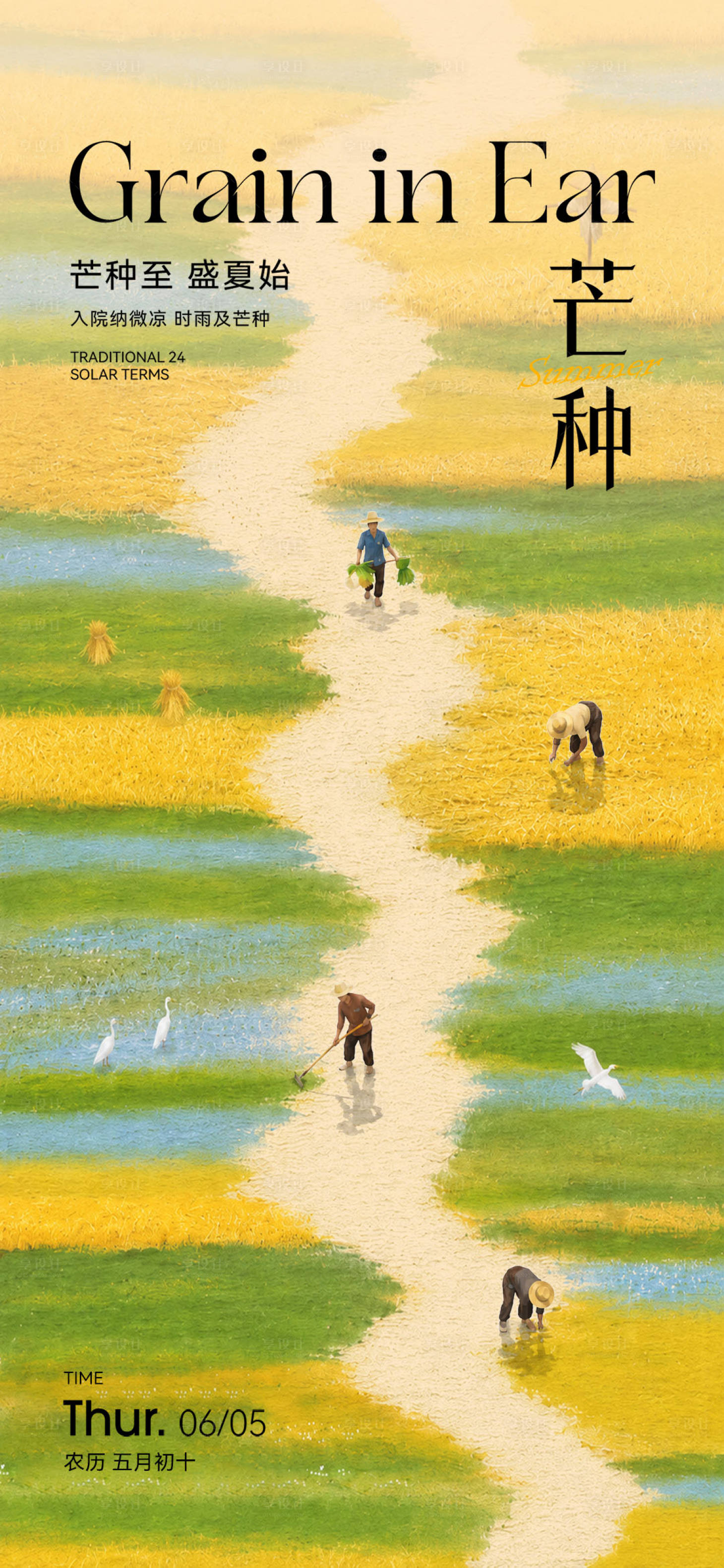 源文件下载【享设计】搜索编号：85690036940992696【芒种节气海报】