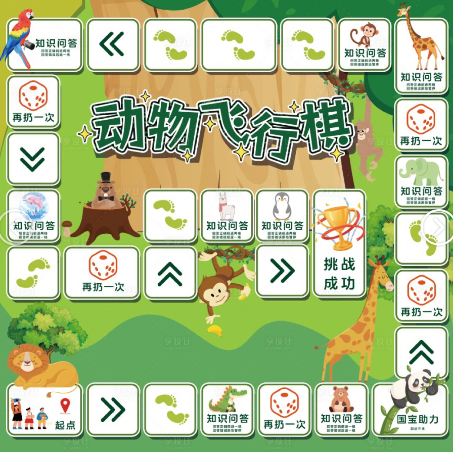 源文件下载【享设计】搜索编号：85950036740752726【动物飞行棋活动展板】