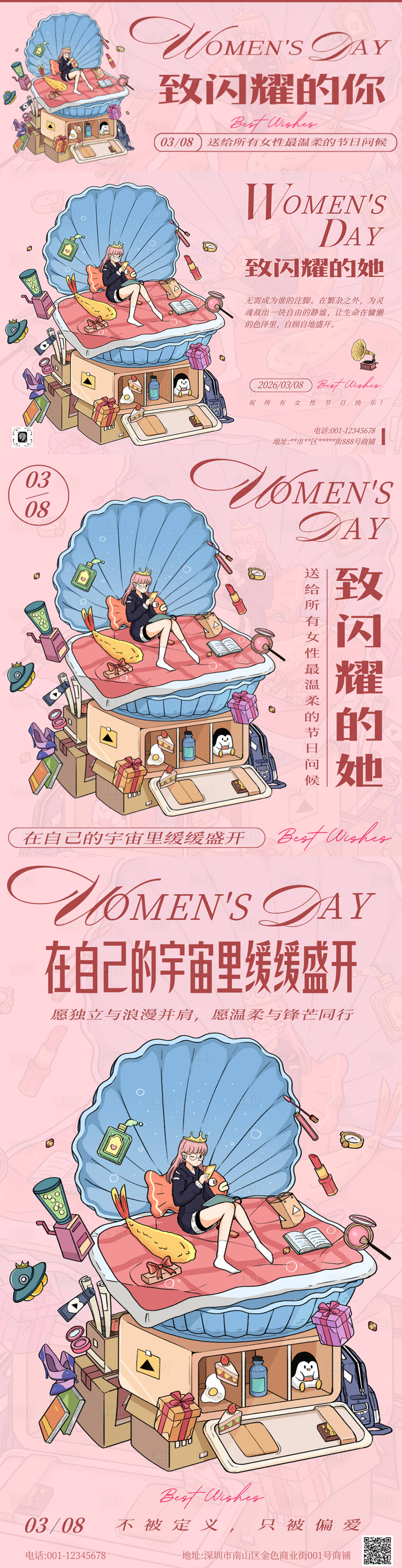 源文件下载【享设计】搜索编号：13130036693157193【手绘插画三八妇女节海报】
