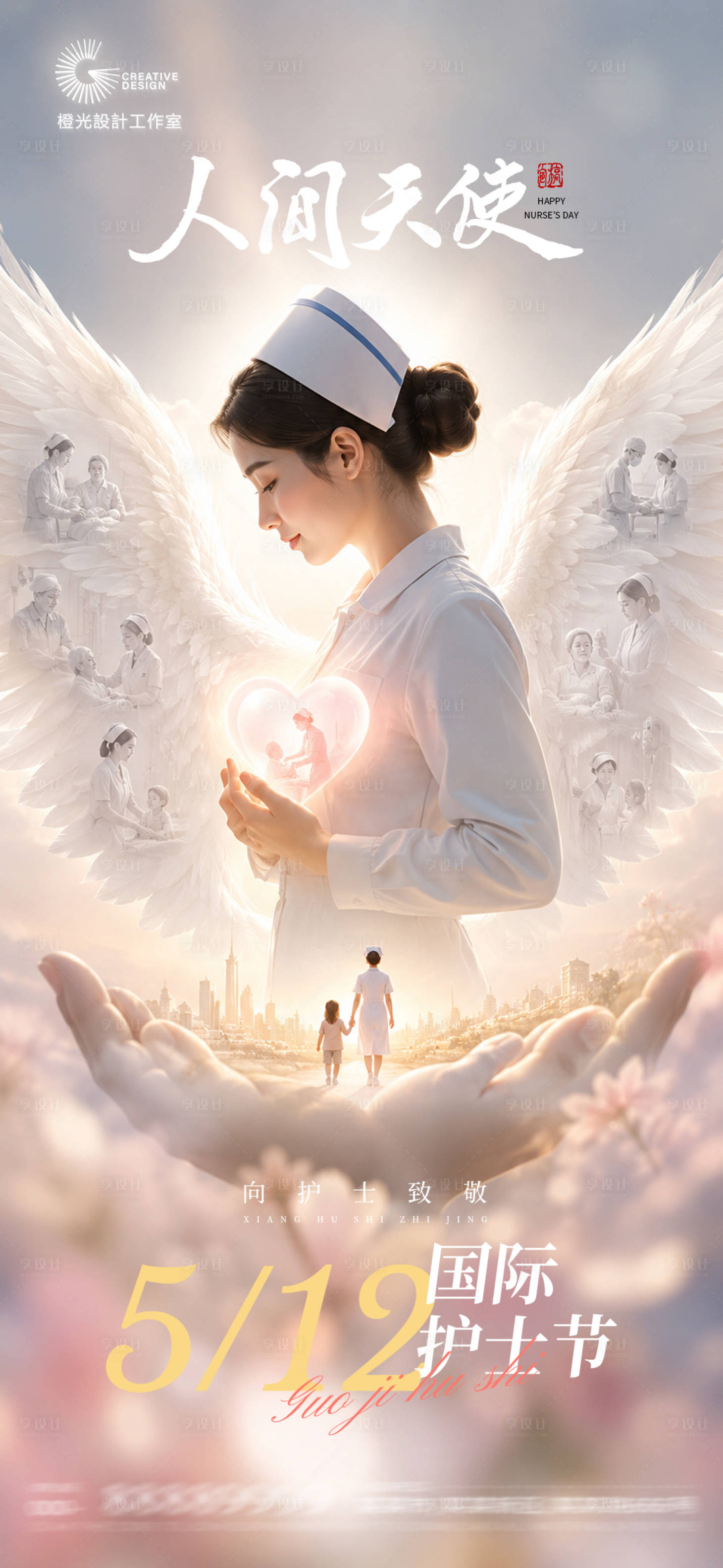 源文件下载【享设计】搜索编号：79260036733276683【国际护士节创意海报】