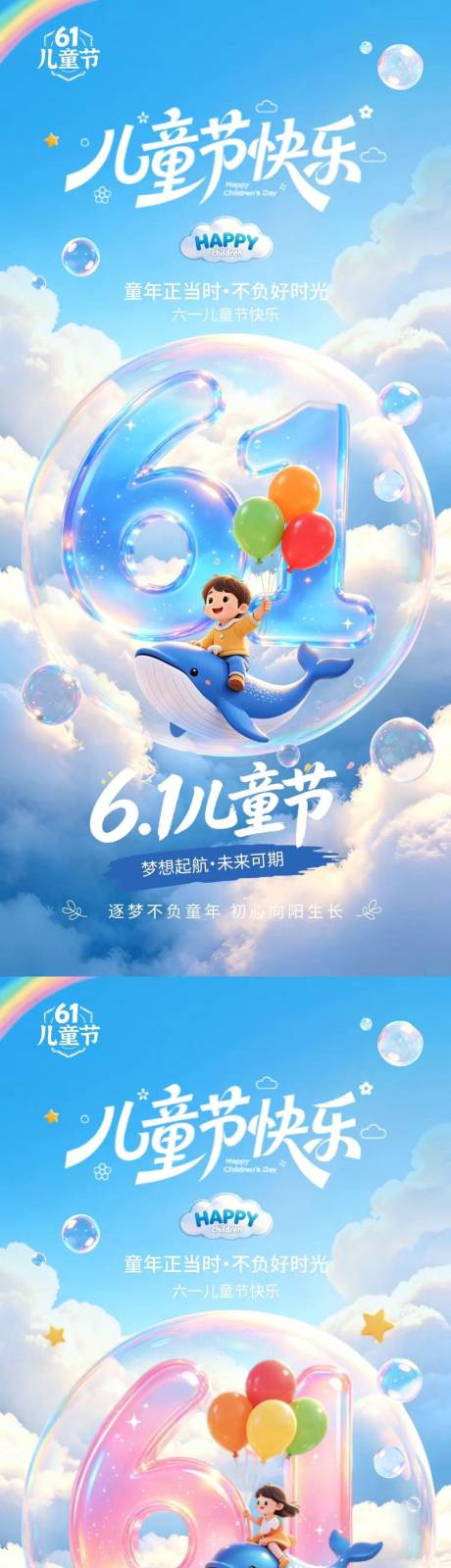 源文件下载【享设计】搜索编号：50040036878521310【六一儿童节卡通泡泡插画海报】