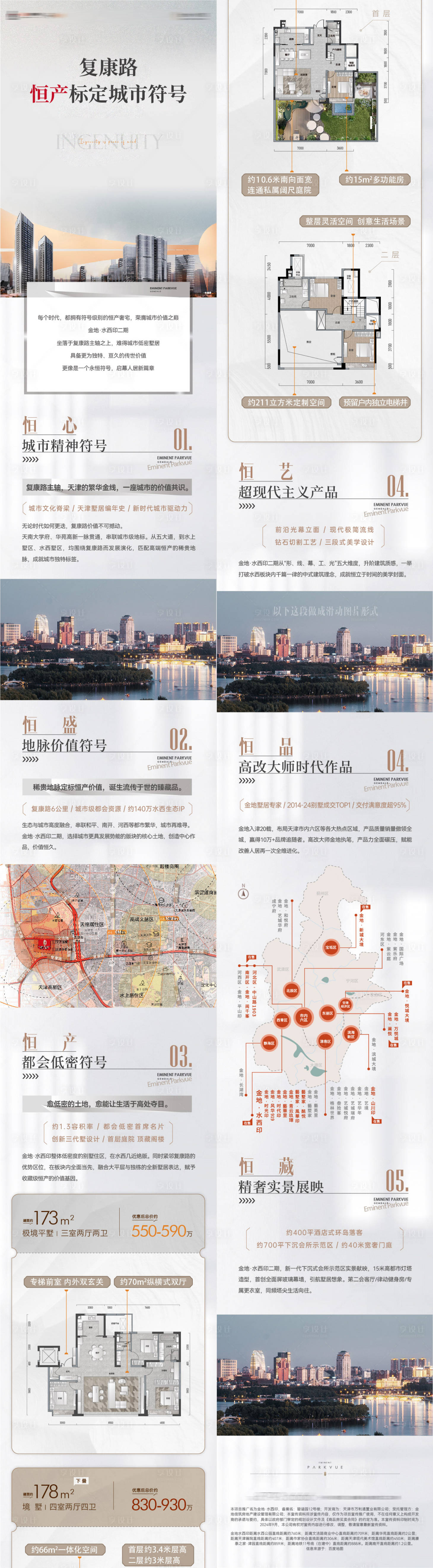 源文件下载【享设计】搜索编号：93060036824297446【城市地标符号产品户型面积介绍长图海报】