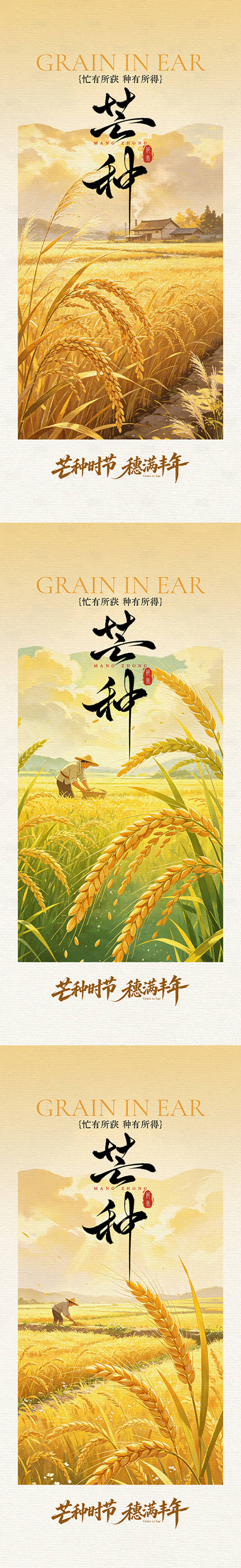 源文件下载【享设计】搜索编号：72440037039684869【芒种节气系列海报】