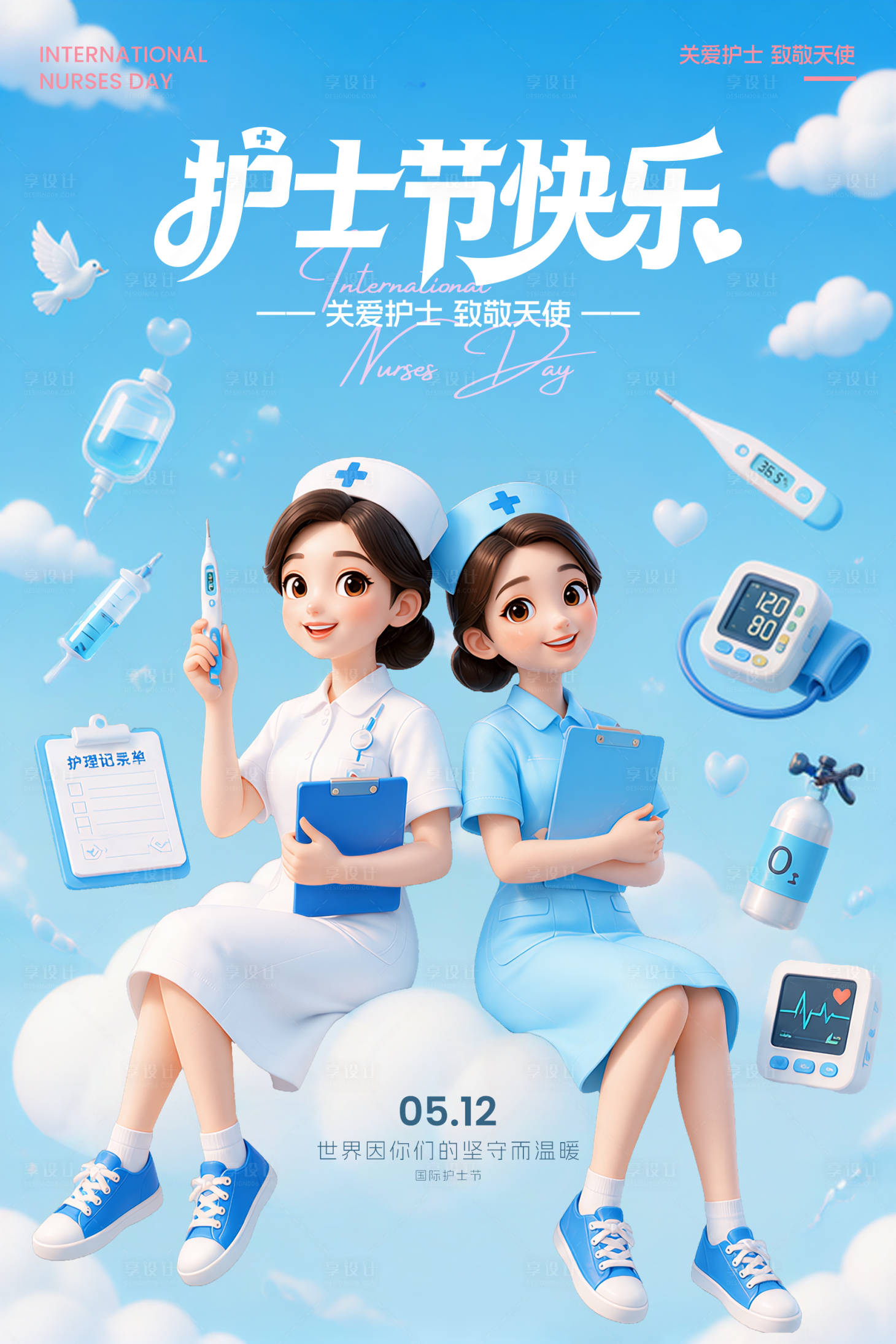 源文件下载【享设计】搜索编号：57150036795823024【护士节海报】