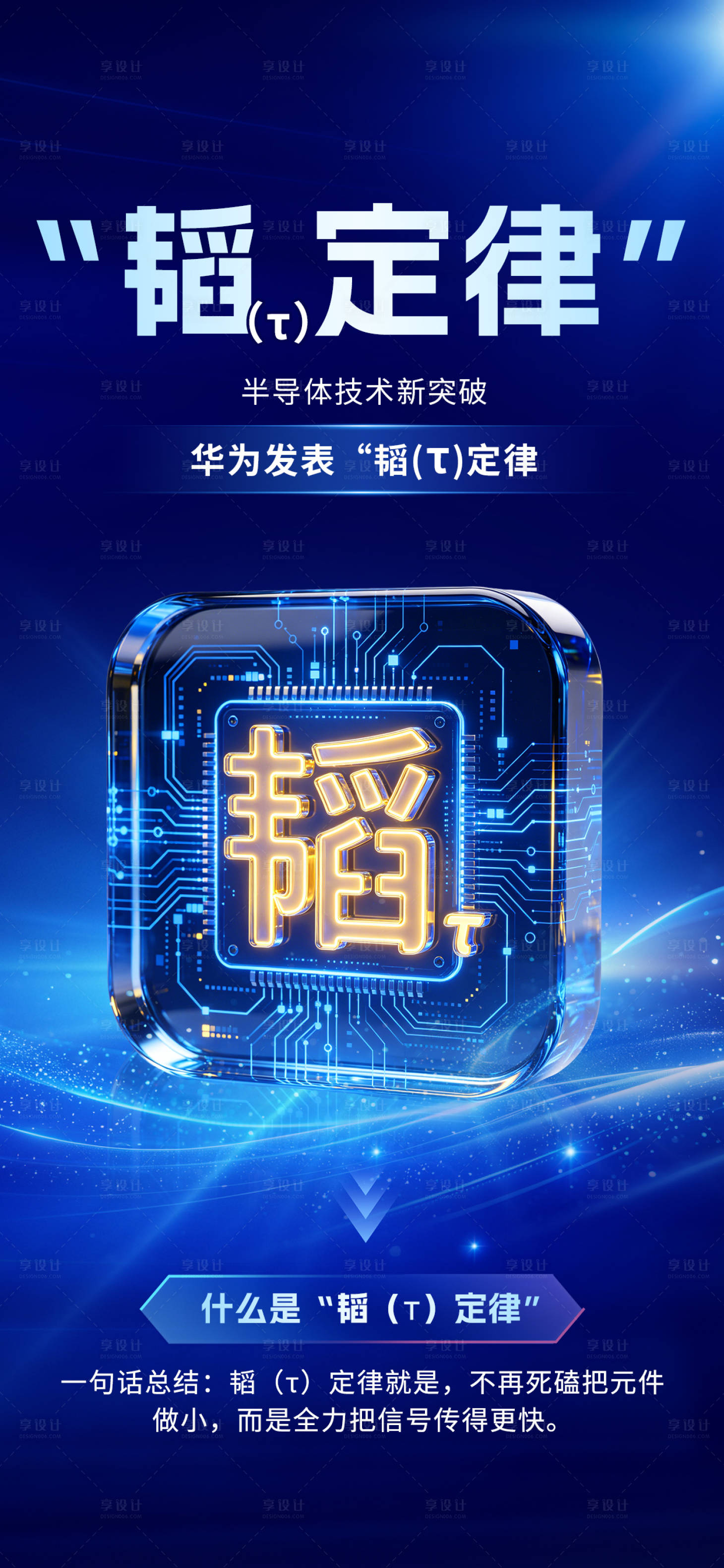 源文件下载【享设计】搜索编号：38240037066153081【华为韬定律半导体芯片科技海报】