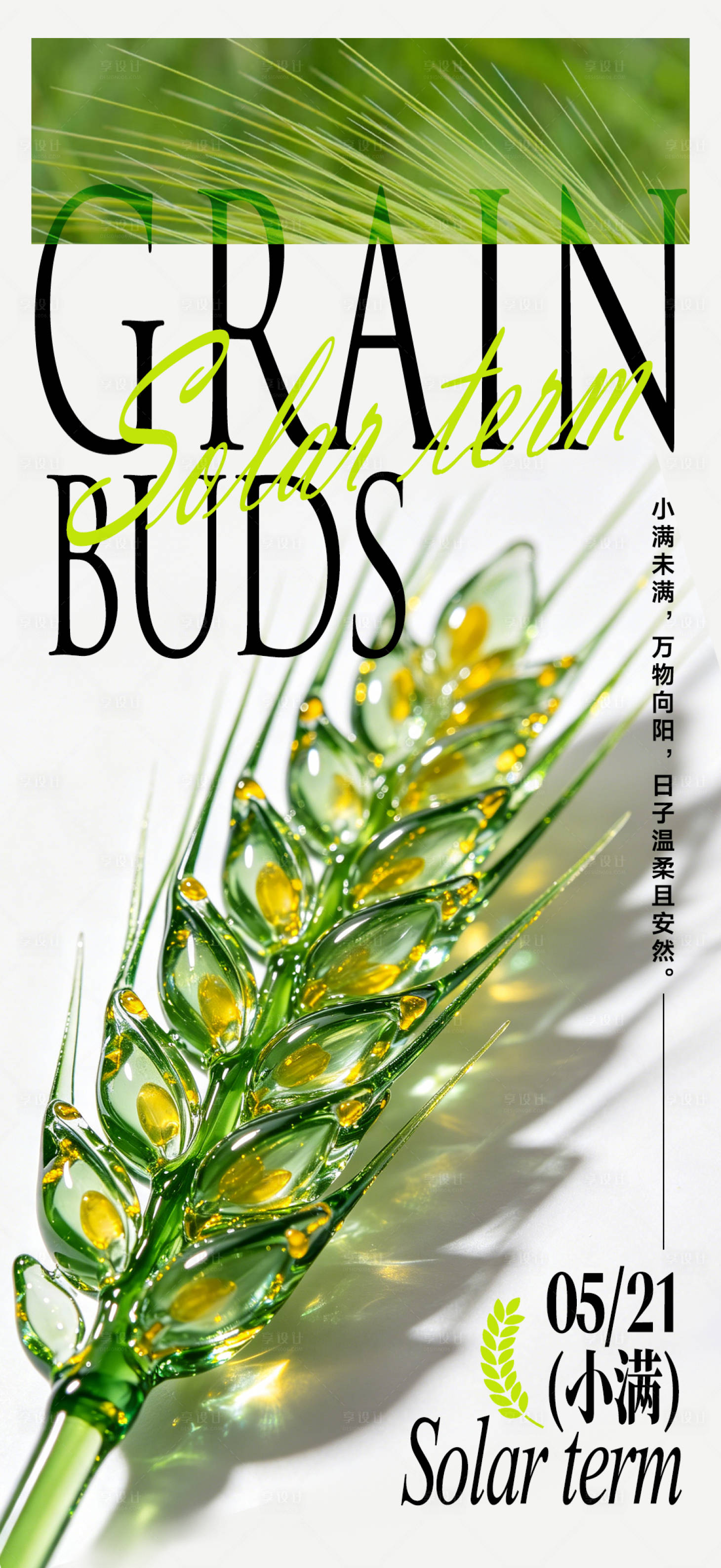源文件下载【享设计】搜索编号：92490036741119797【小满节气创意氛围宣传海报】