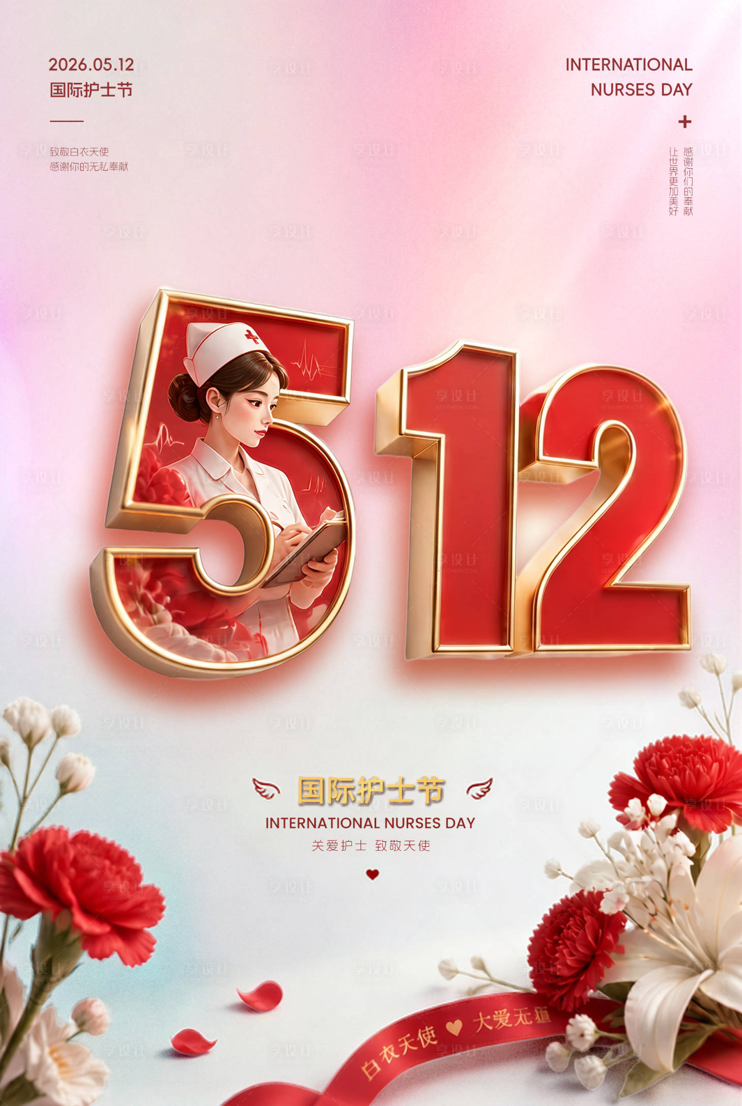源文件下载【享设计】搜索编号：90260036748925739【护士节海报】