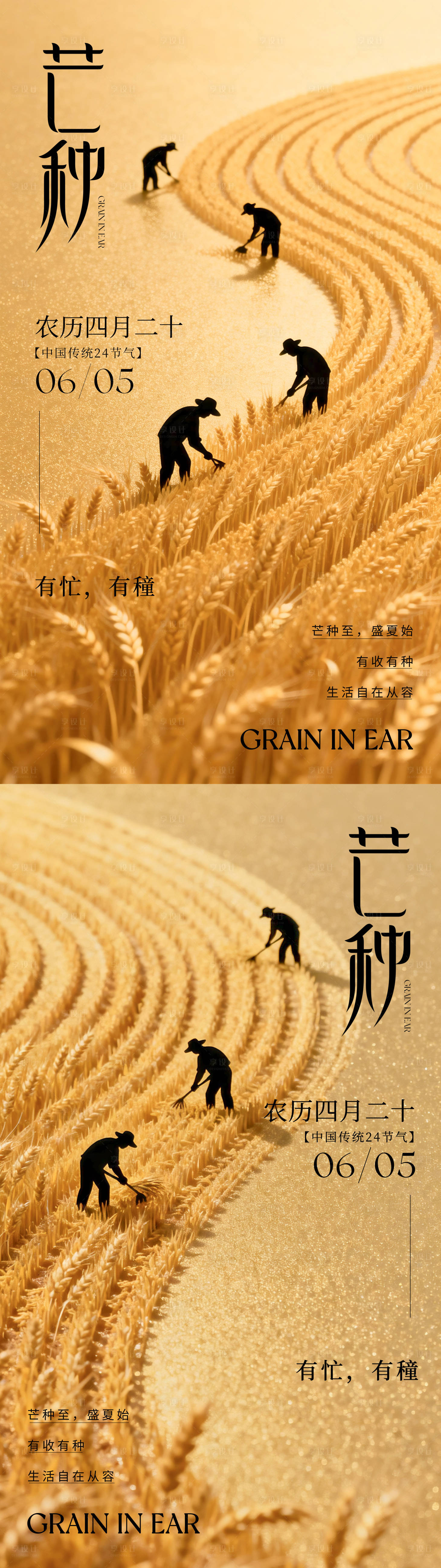 源文件下载【享设计】搜索编号：81120036857898870【芒种节气海报】