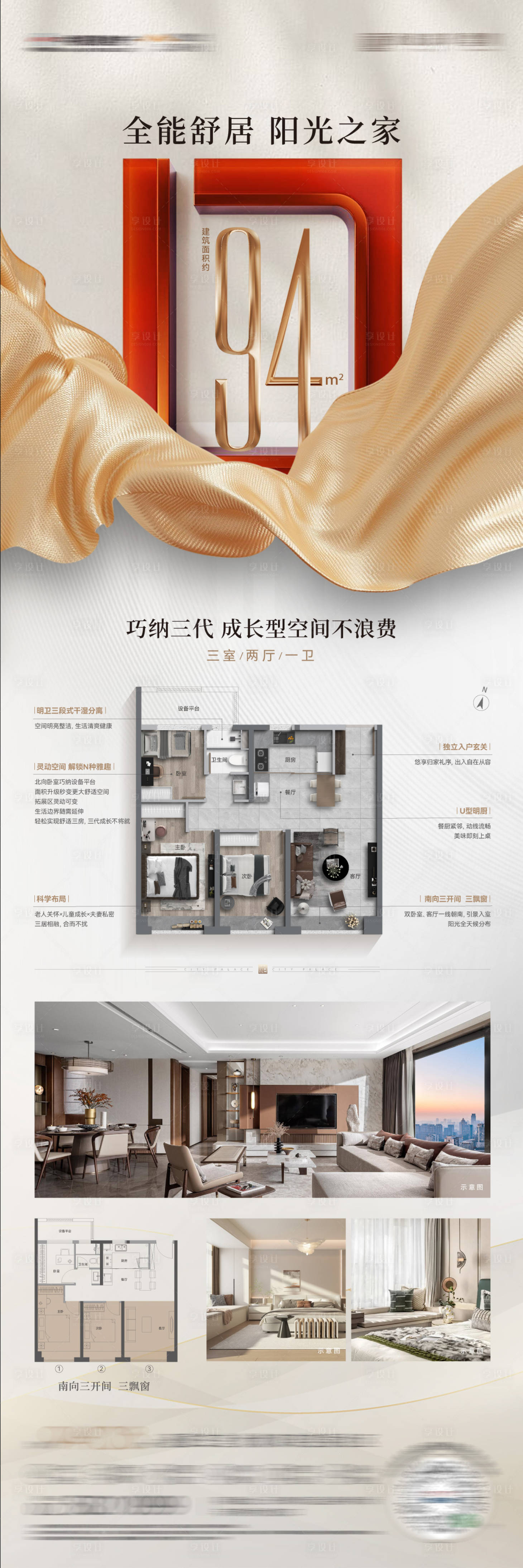 源文件下载【享设计】搜索编号：43490036789031725【房地产户型解读长图】