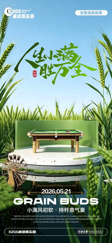 源文件下载【享设计】搜索编号：38330036938586202【台球小满节气海报】