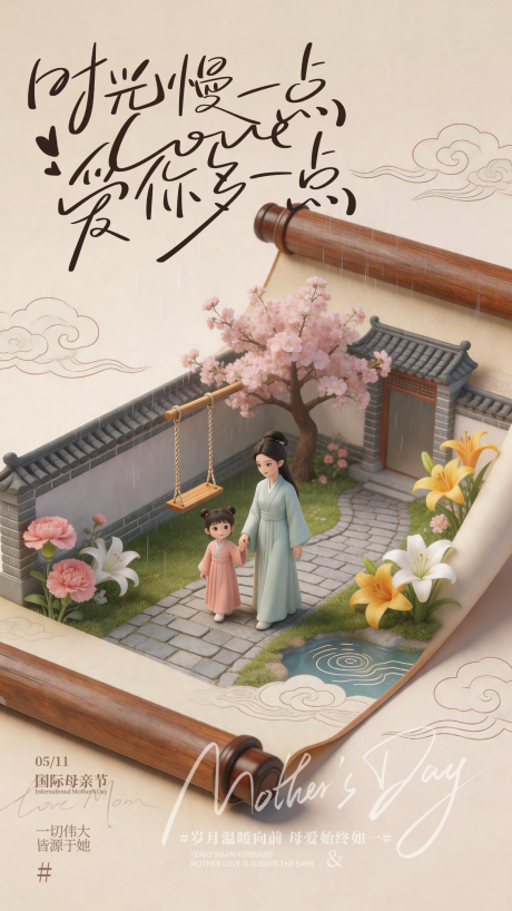 源文件下载【享设计】搜索编号：91620036686565837【母亲节插画海报】