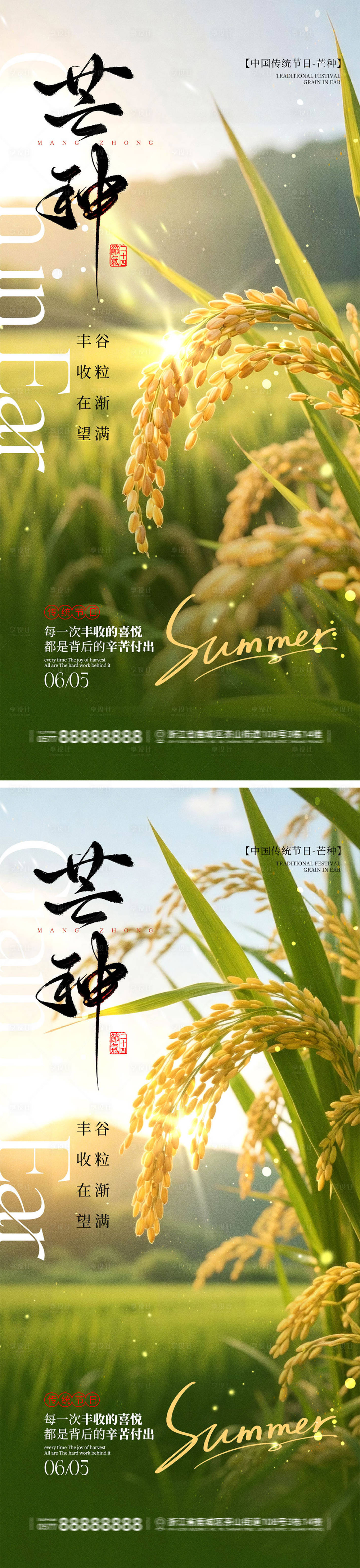 源文件下载【享设计】搜索编号：85910036842929321【芒种节气宣传海报】