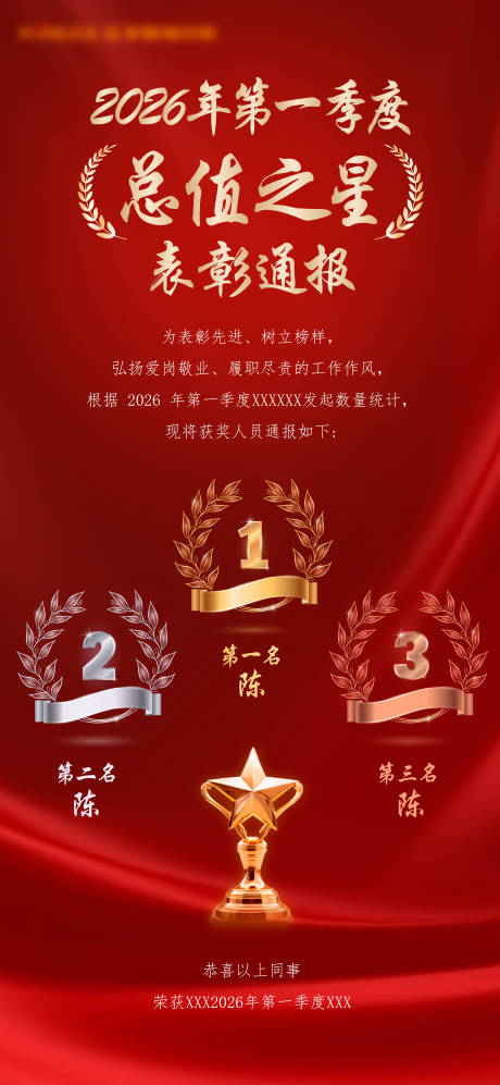 源文件下载【享设计】搜索编号：36720036799339860【表彰红金海报】