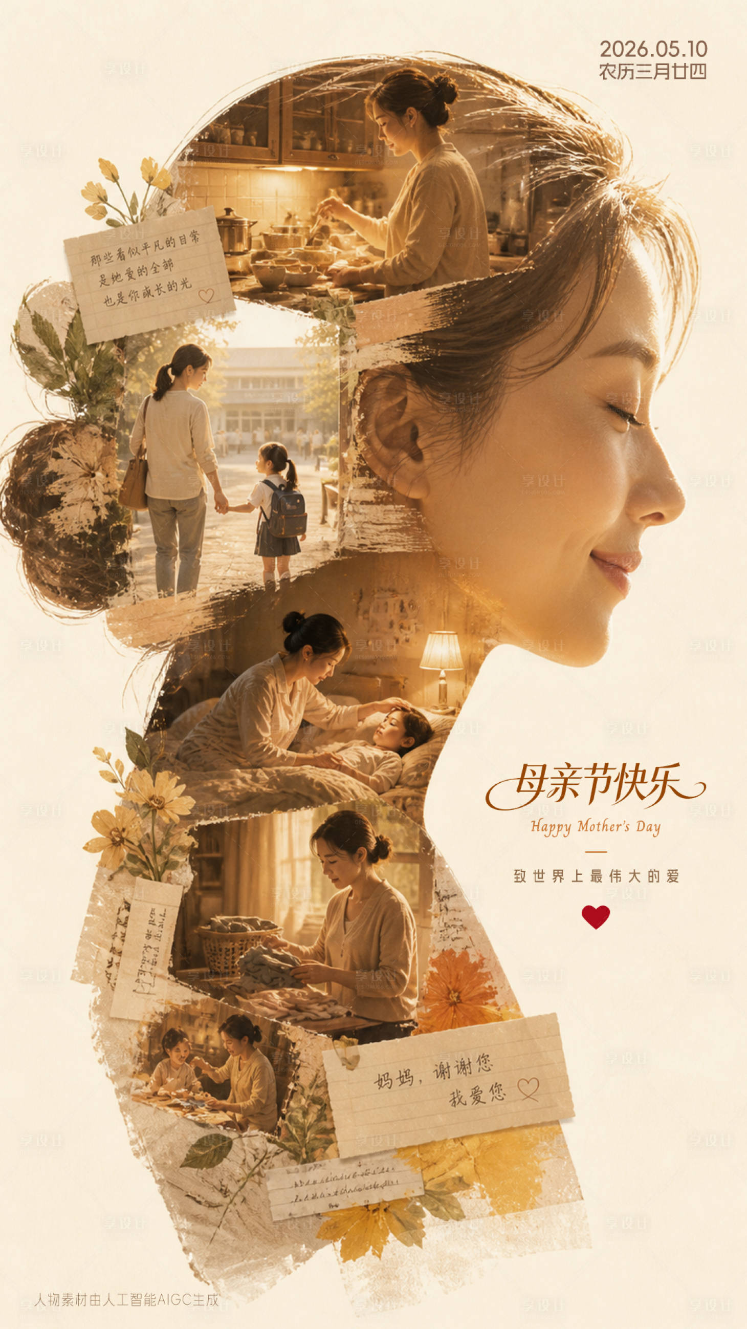 源文件下载【享设计】搜索编号：83650036704038955【母亲节海报】