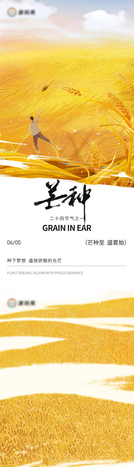 源文件下载【享设计】搜索编号：93110037077816829【芒种节气插画手绘创意海报】