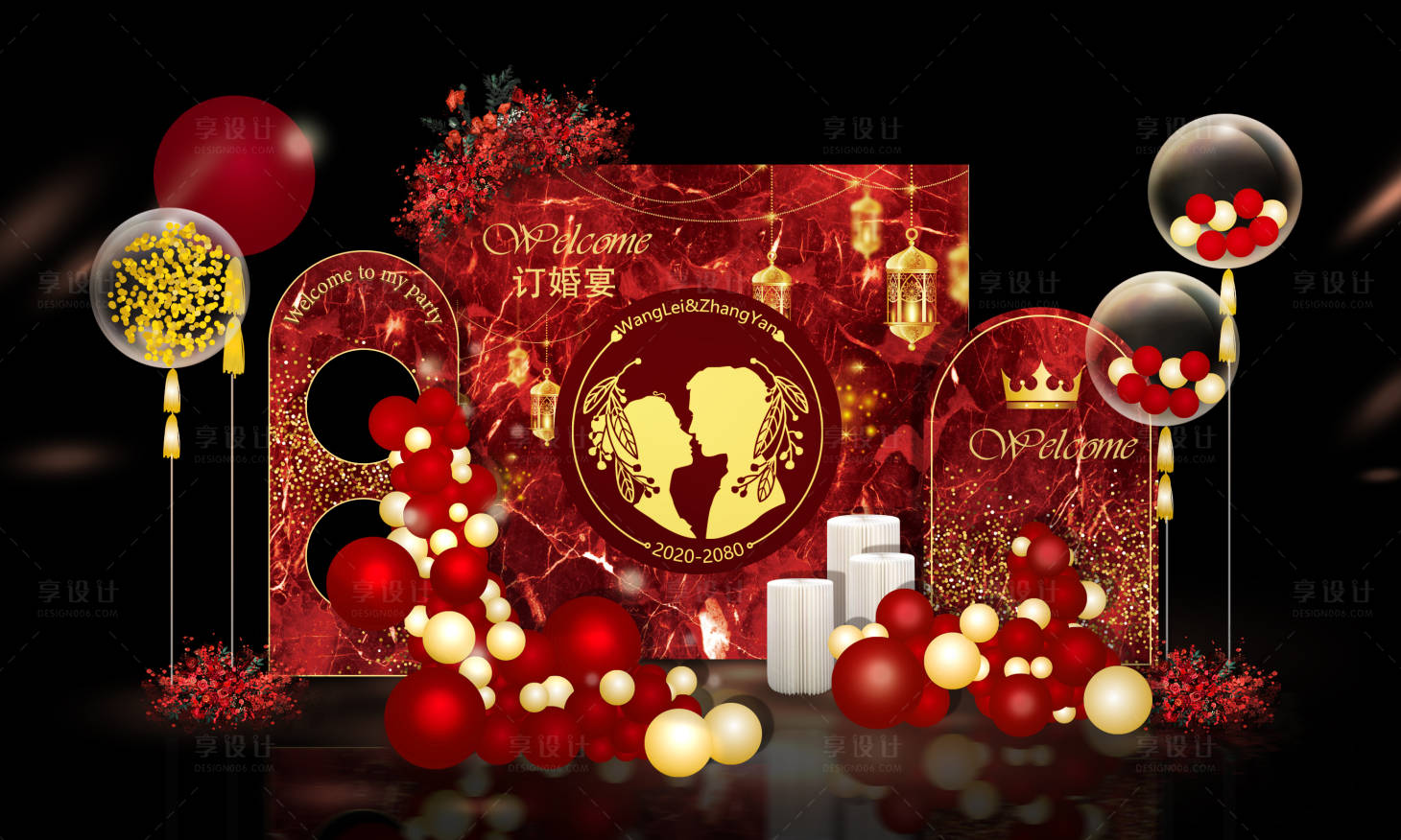源文件下载【享设计】搜索编号：70530036776936930【中式结婚订婚纪念日美陈】