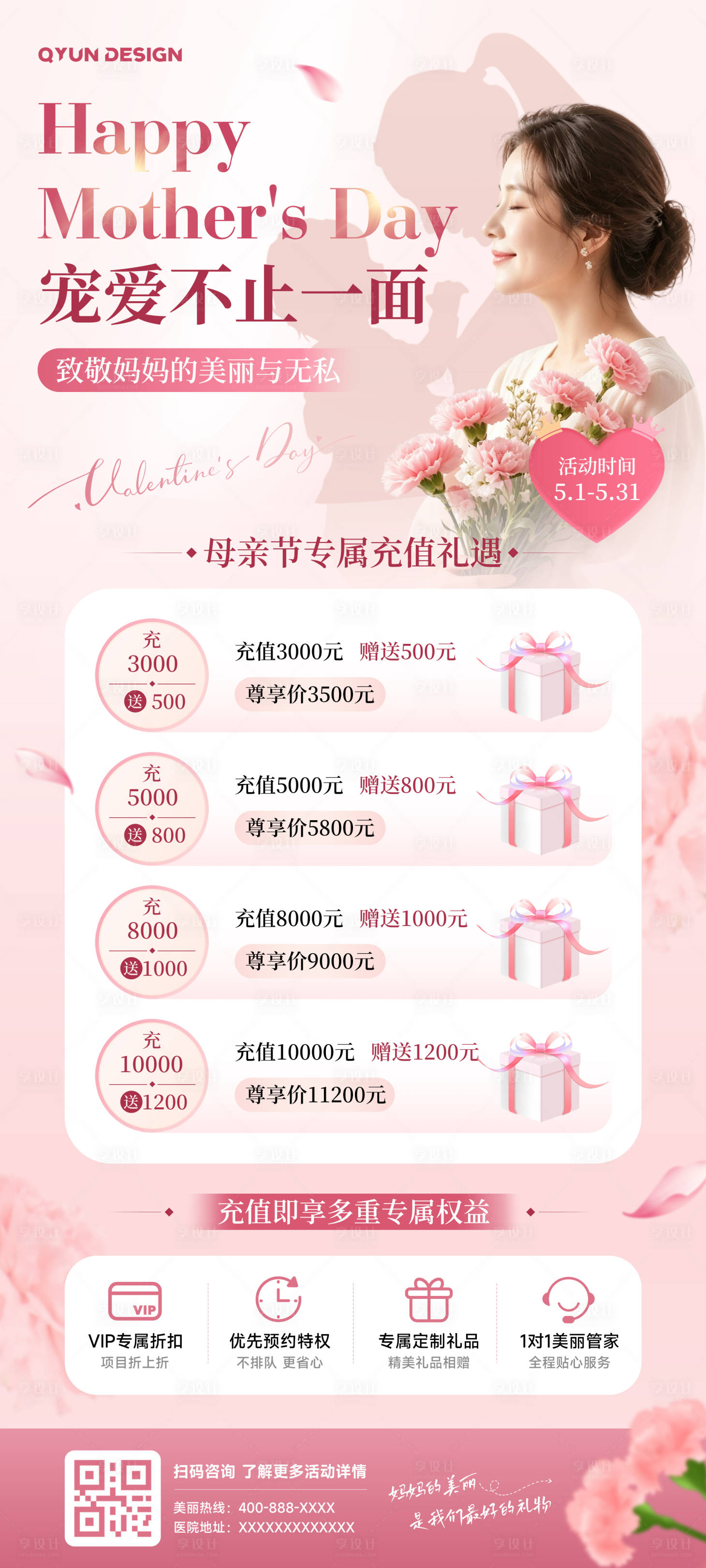 源文件下载【享设计】搜索编号：62840036757793523【母亲节妇女节医美活动海报】