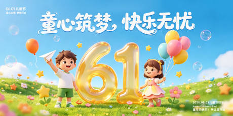 源文件下载【享设计】搜索编号：10590037075038432【六一儿童节宣传展板海报】